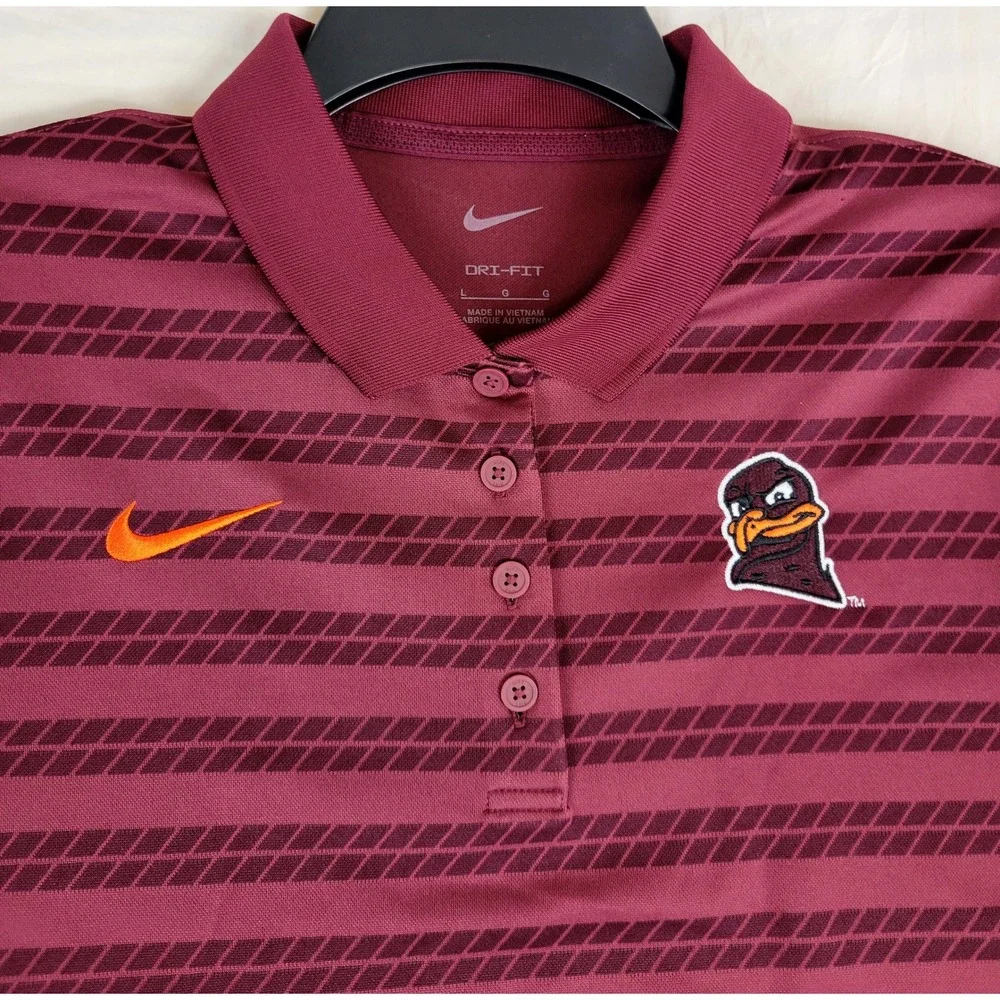 Nike Virginia Tech Hokies Dri-FIT Victory Polo SS Coach Maroon Womens Large NEW
